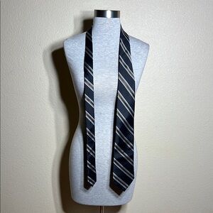 Calvin Klein Black and Gray Striped Tie